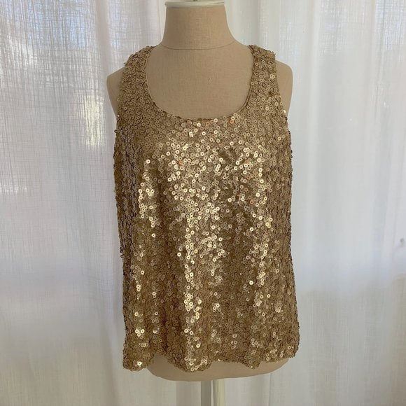 Champagne Gold Sequin Vince Camuto Tank Top - Picture 2 of 6